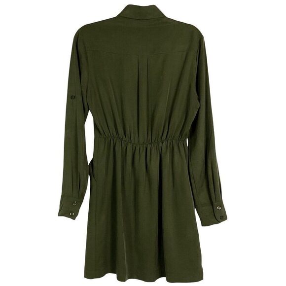NWT BCBGeneration Olive Green Shirt Dress Button-Up Tab Sleeve Women's Small - Picture 7 of 14